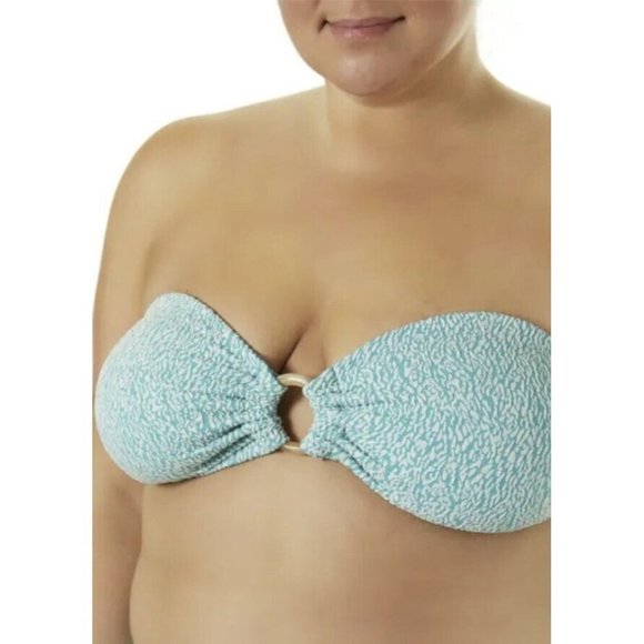 Time and Tru Women's Size Small (4-6)  Bikini Top, O-Ring Halter Turquoise - Picture 4 of 7